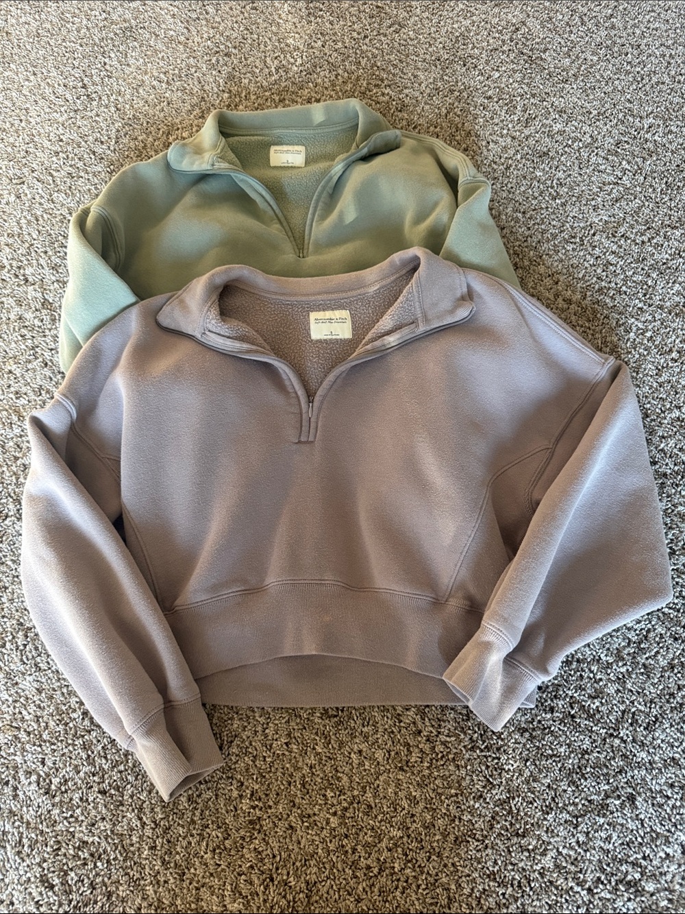 Abercrombie Quarter-Zip Sweatshirt - Lavender and Green